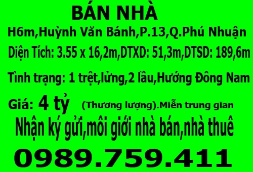 Cần bán gấp nhà HXH Huỳnh Văn Bánh,P 13,Q.Phú Nhuận