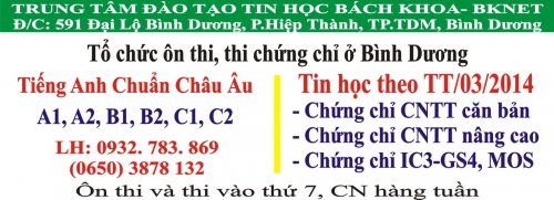 Chứng Chỉ CNTT Cơ Bản, IC3-GS4, MOS (Bình Dương)